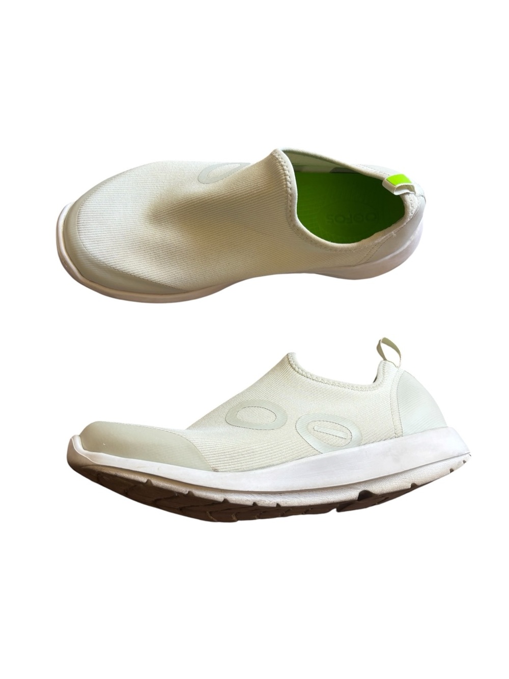 OOFOS OOmg Sport Low Recovery Shoes Slip On White Womens Sz 8 support comfort